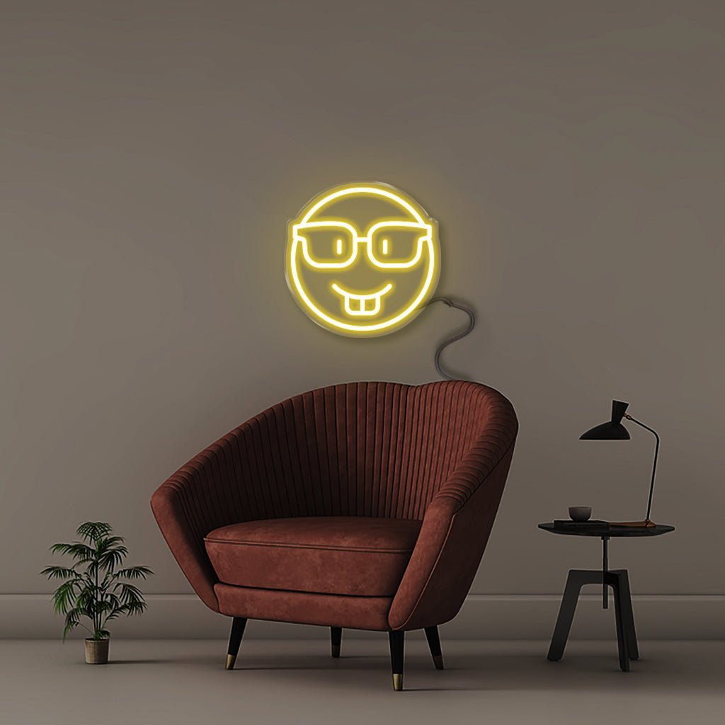 Nerd Emoji - Neonific - LED Neon Signs - 50 CM - Yellow