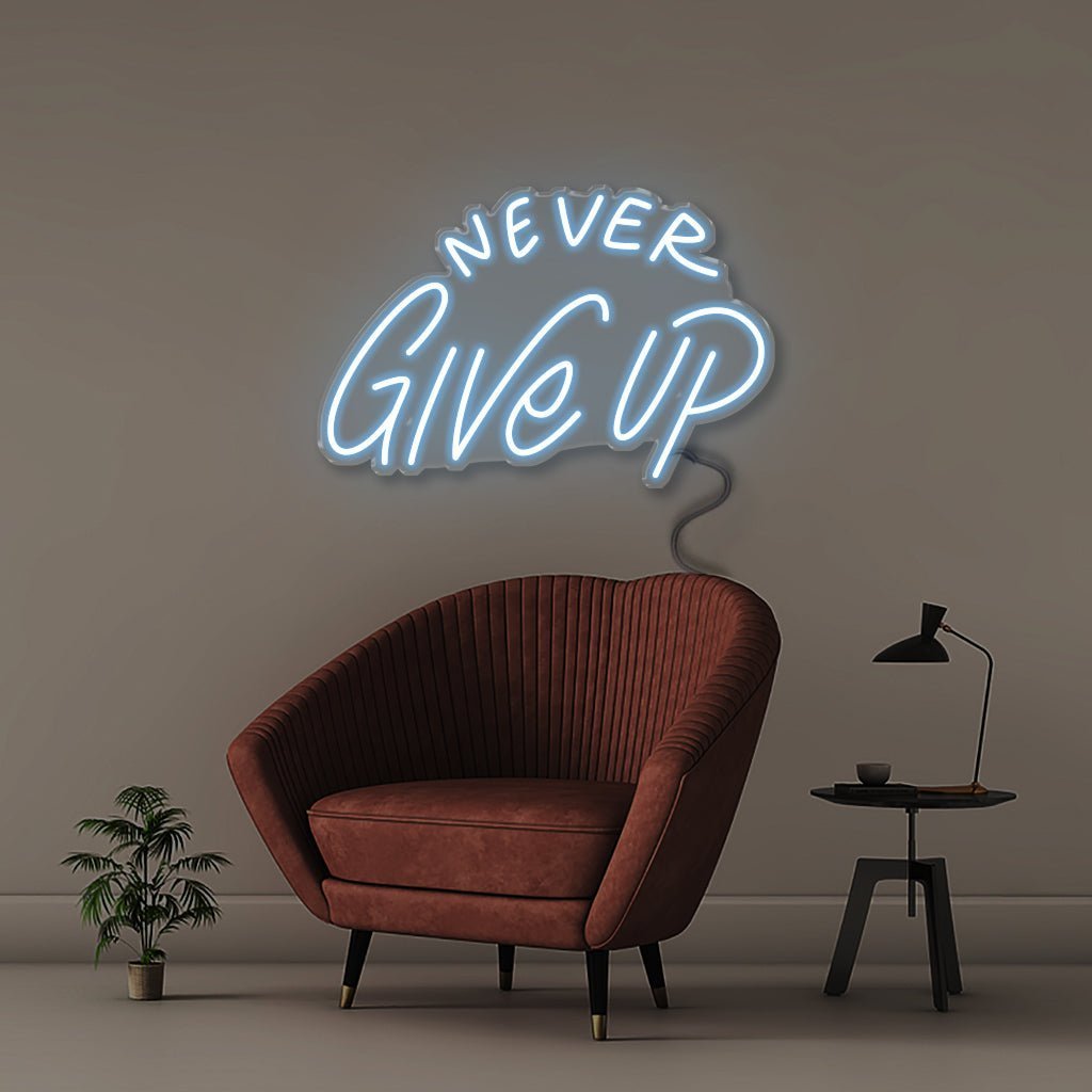 Never Give Up - Neonific - LED Neon Signs - 50 CM - Light Blue
