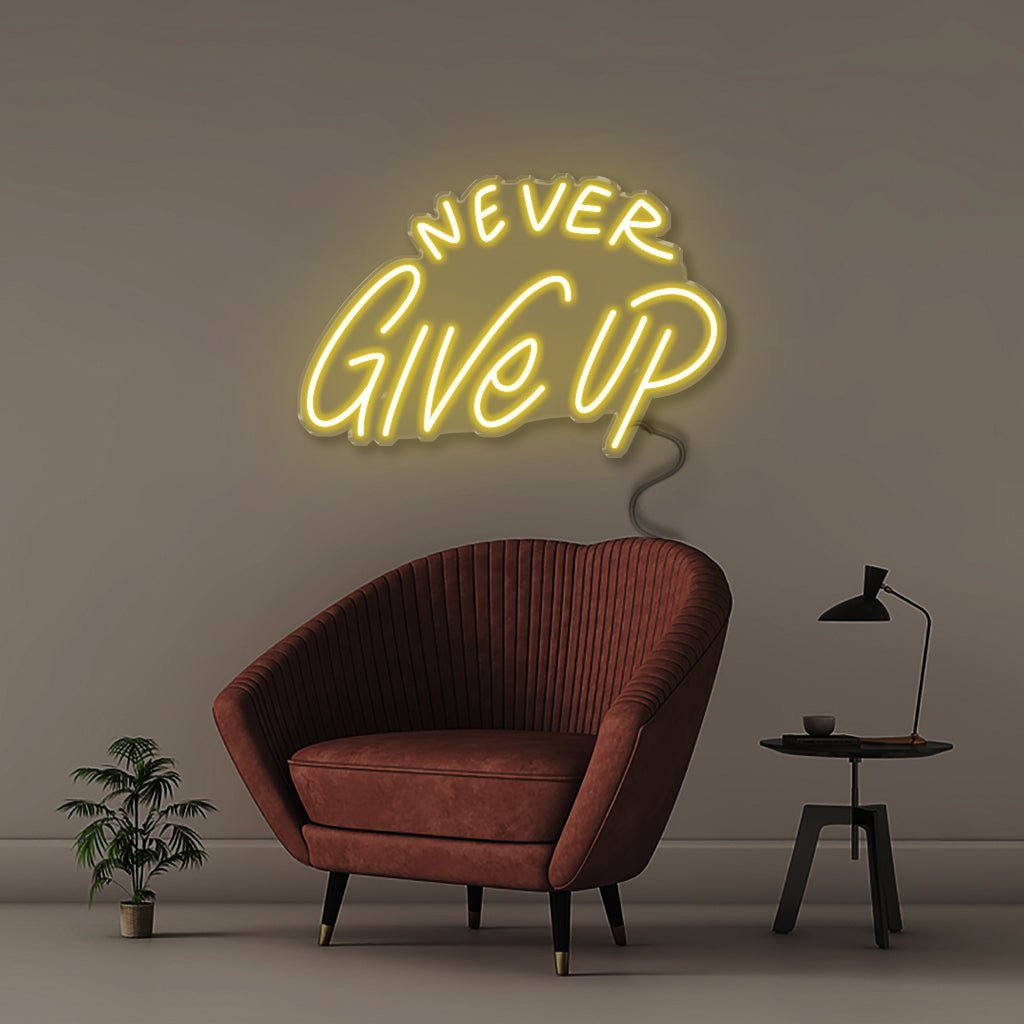 Never Give Up - Neonific - LED Neon Signs - 50 CM - Yellow