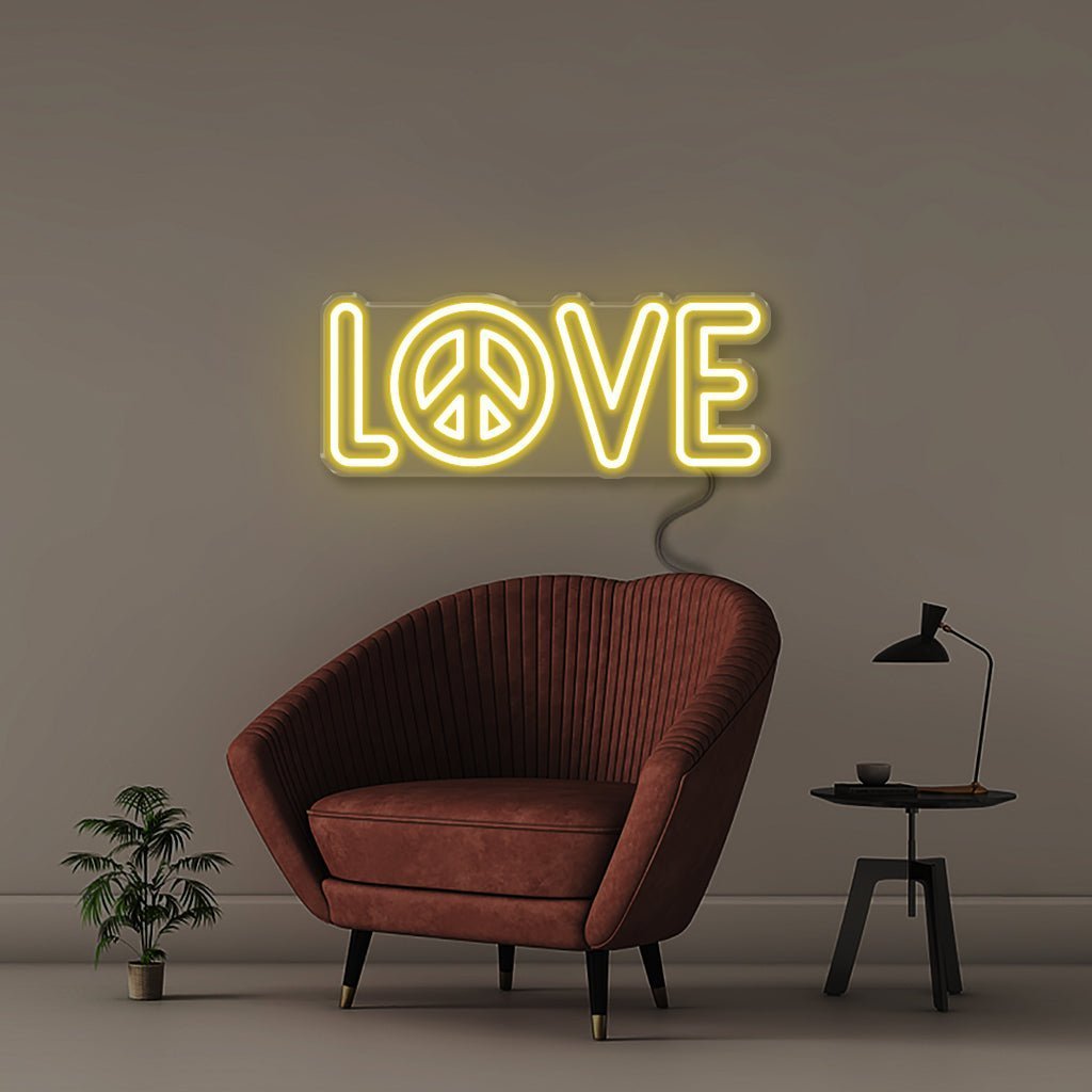 Peace and Love - Neonific - LED Neon Signs - 50 CM - Yellow