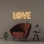Peace and Love - Neonific - LED Neon Signs - 50 CM - Orange