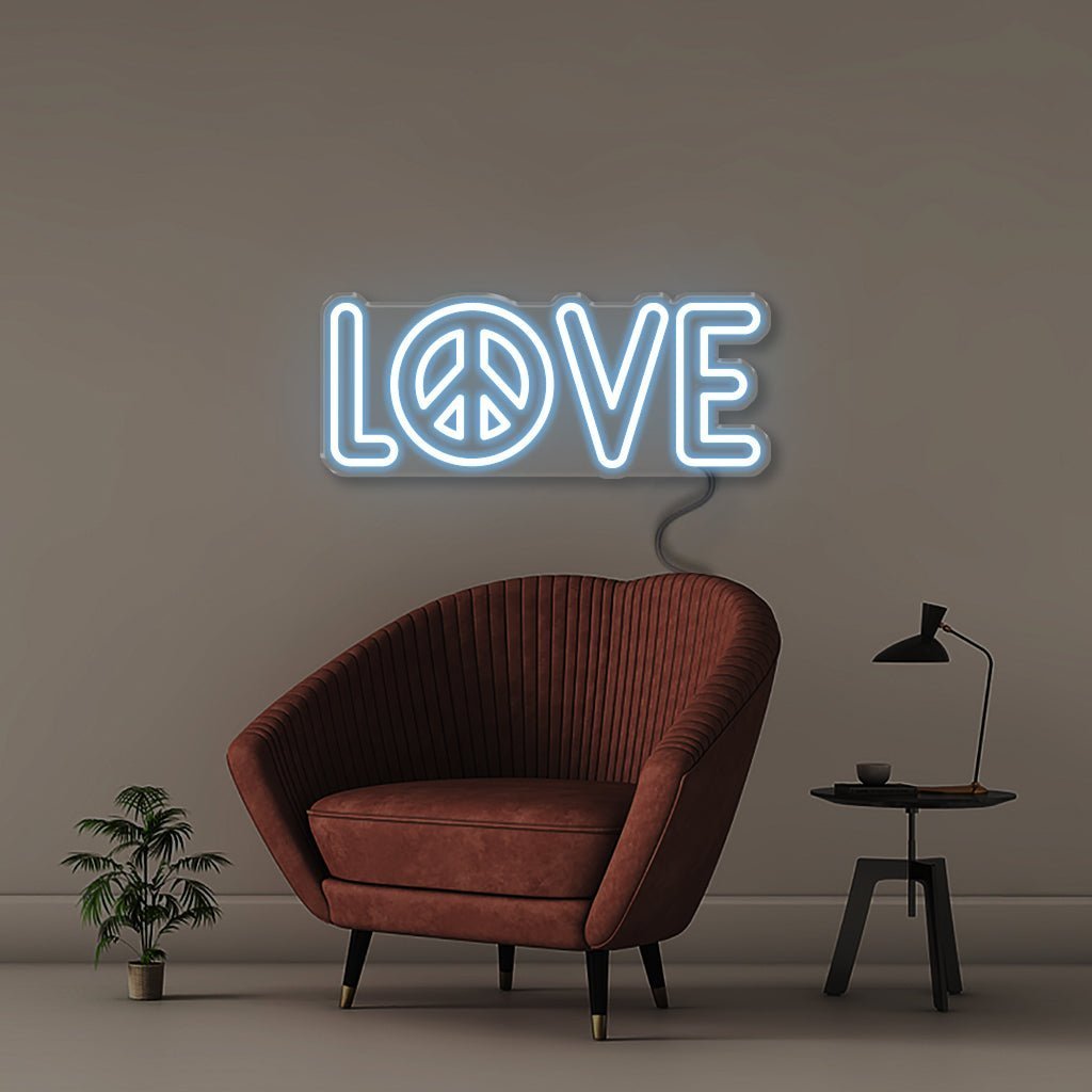 Peace and Love - Neonific - LED Neon Signs - 50 CM - Light Blue