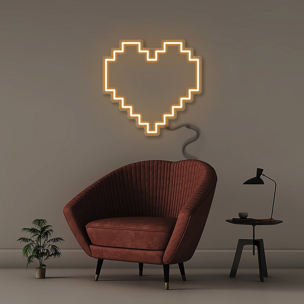 Pixel Heart - Neonific - LED Neon Signs - 50 CM - Orange