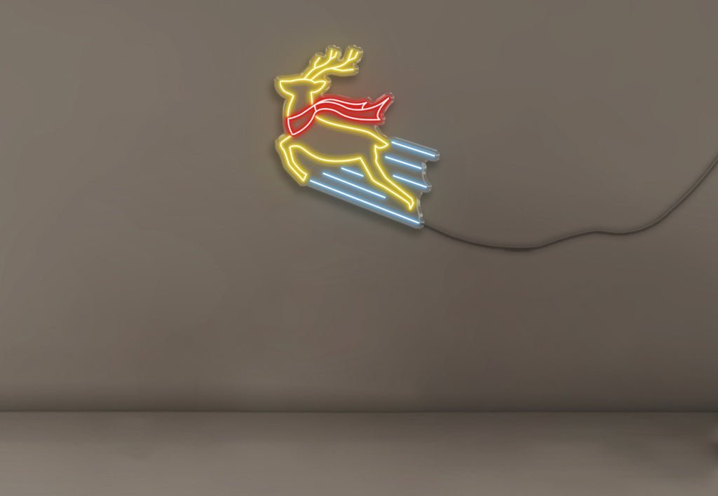 Reindeer in Christmas Scarf - Neonific - LED Neon Signs - Medium (75cm x 84cm) -