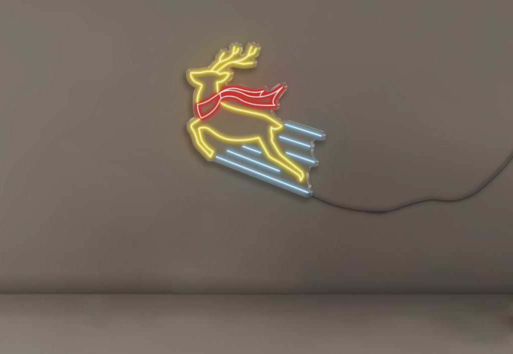 Reindeer in Christmas Scarf - Neonific - LED Neon Signs - Large (100cm x 112cm) -