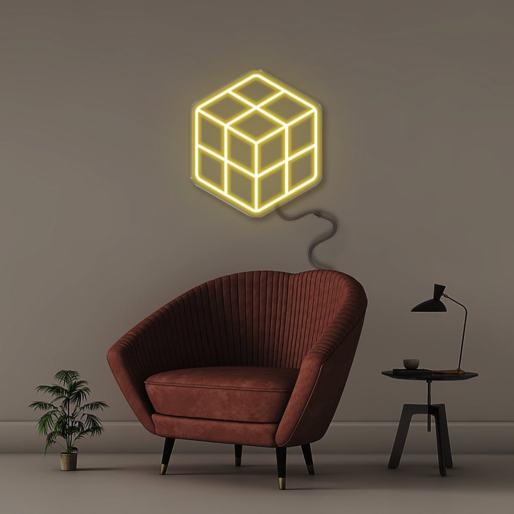 Rubix Cube - Neonific - LED Neon Signs - 50 CM - Yellow