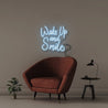Wake Up and Smile - Neonific - LED Neon Signs - 50 CM - Light Blue