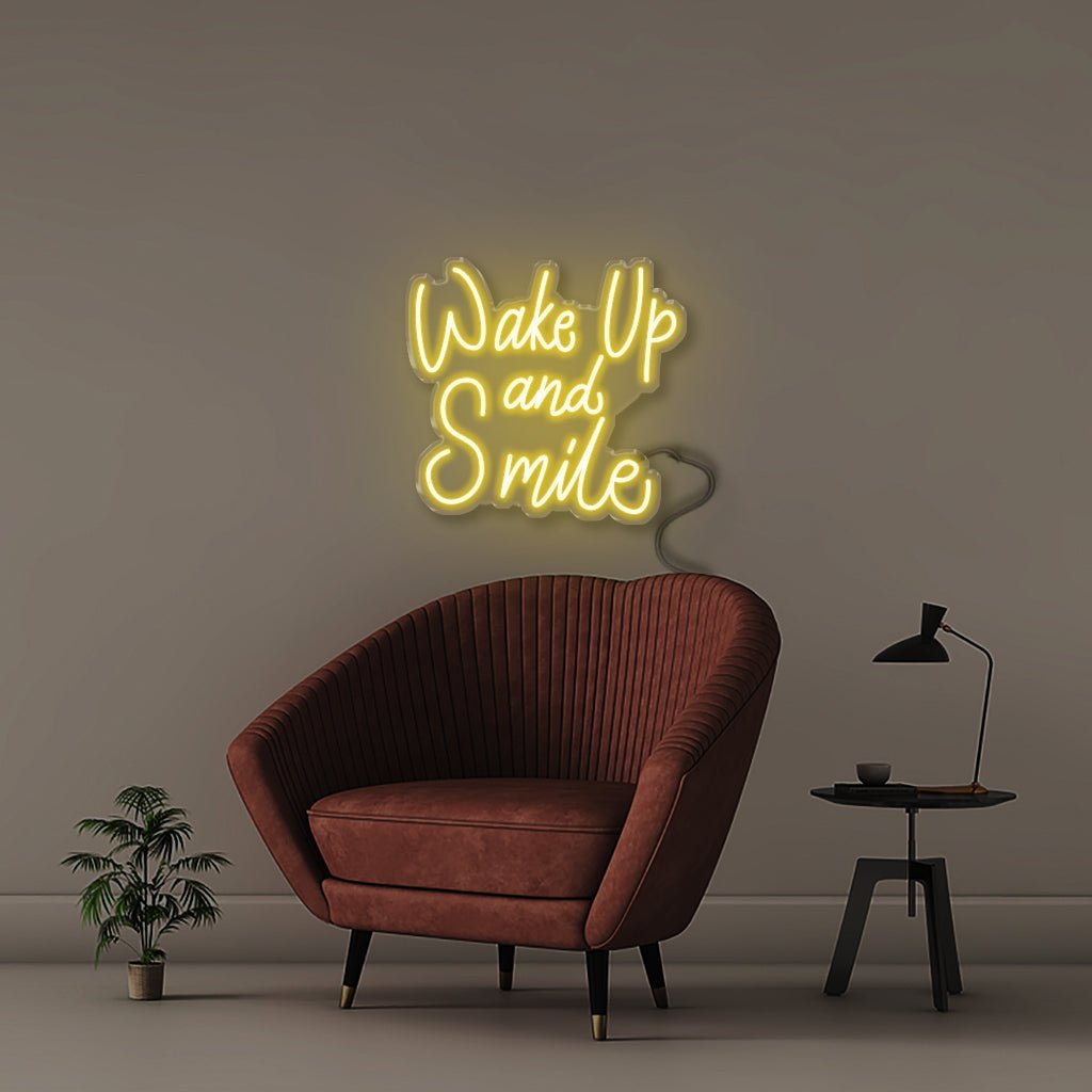 Wake Up and Smile - Neonific - LED Neon Signs - 50 CM - Yellow