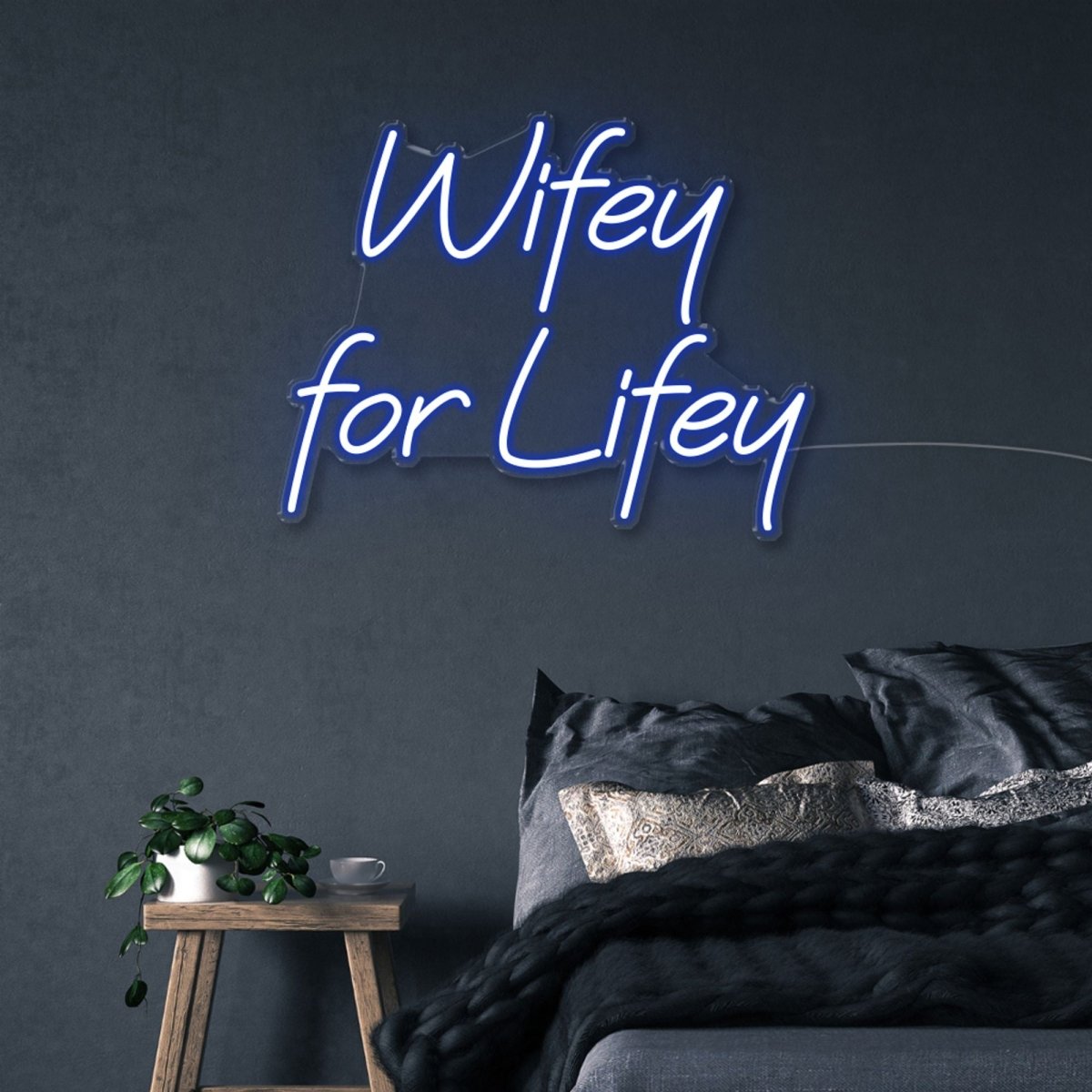 Wifey for Lifey - Neonific - LED Neon Signs - 50 CM - Blue