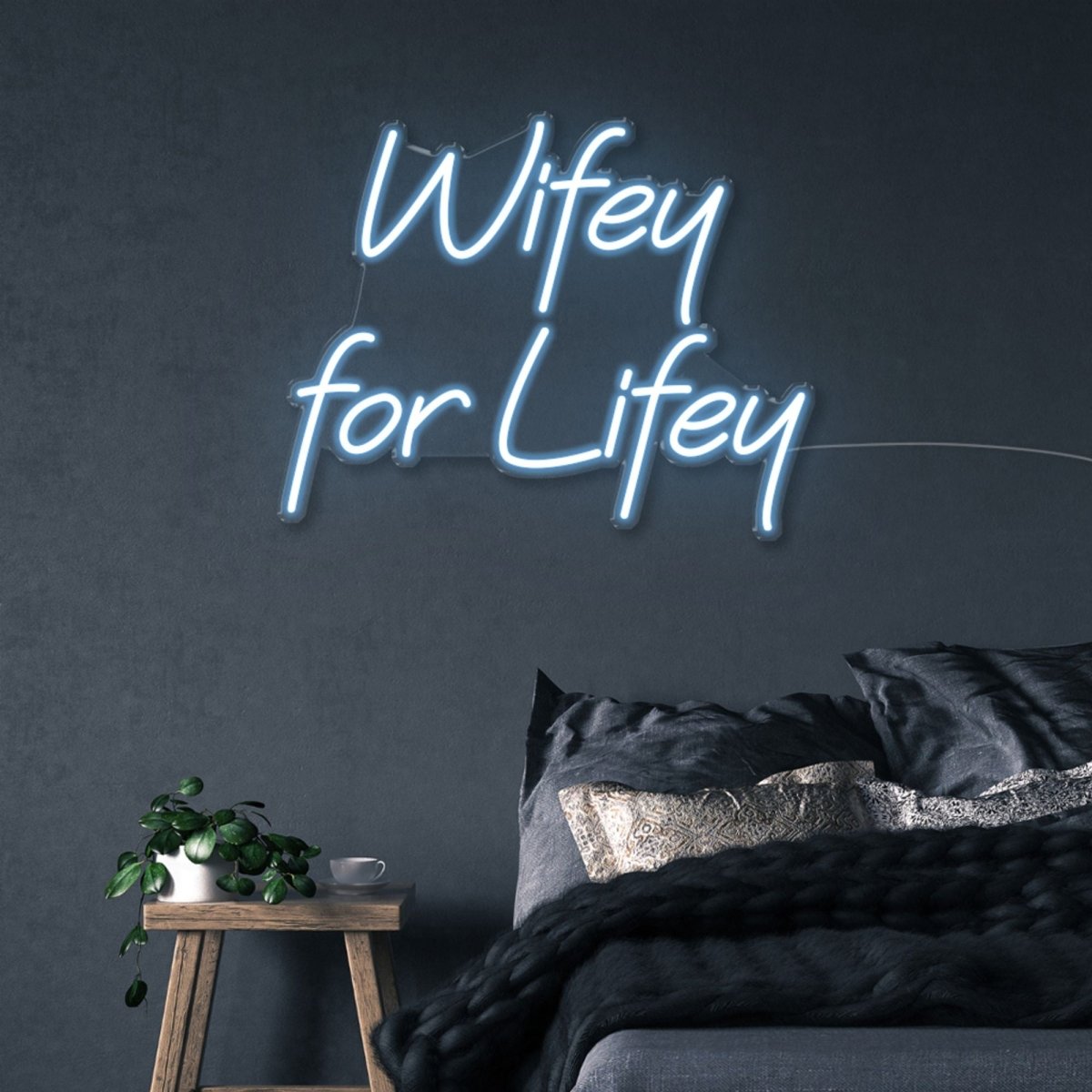 Wifey for Lifey - Neonific - LED Neon Signs - 50 CM - Light Blue