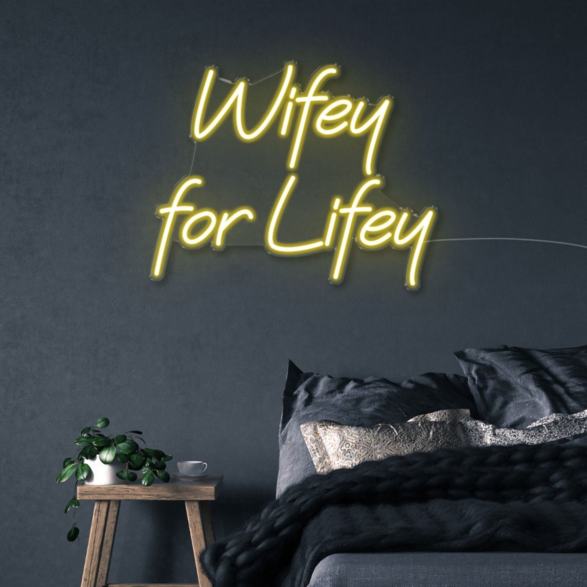 Wifey for Lifey - Neonific - LED Neon Signs - 50 CM - Yellow