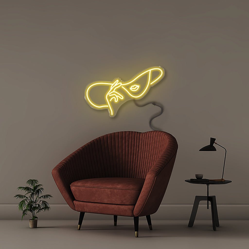 Woman in Hat - Neonific - LED Neon Signs - 50 CM - Yellow