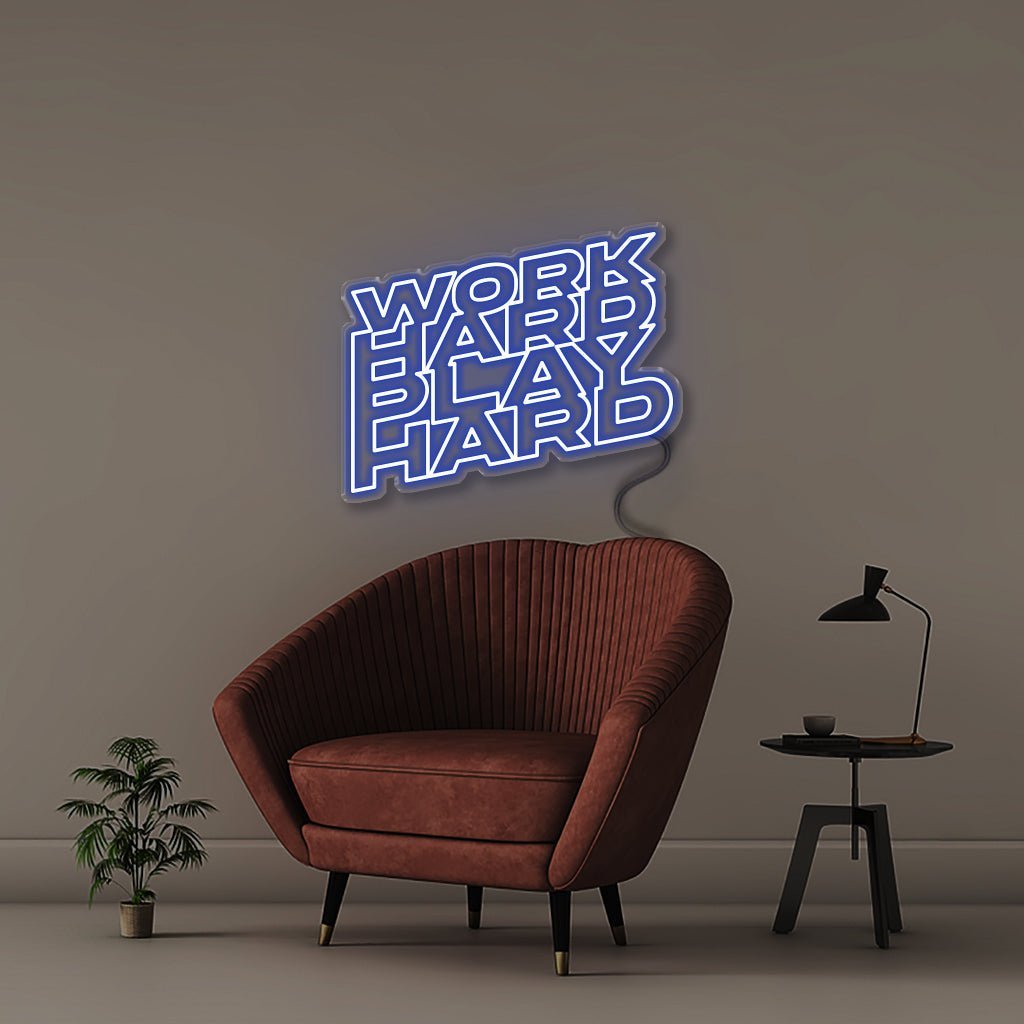 Word Hard Play Hard - Neonific - LED Neon Signs - 75 CM - Blue