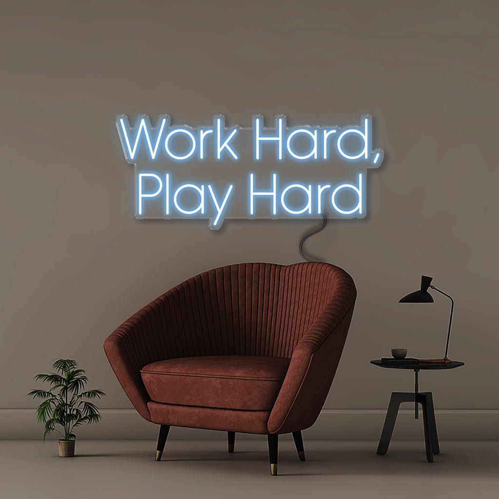 Work Hard Play Hard - Neonific - LED Neon Signs - 50 CM - Light Blue